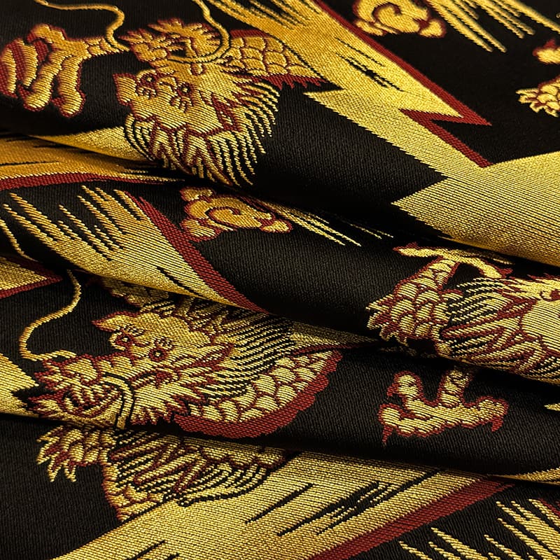 金襴織物 稲妻飛龍（黒） 