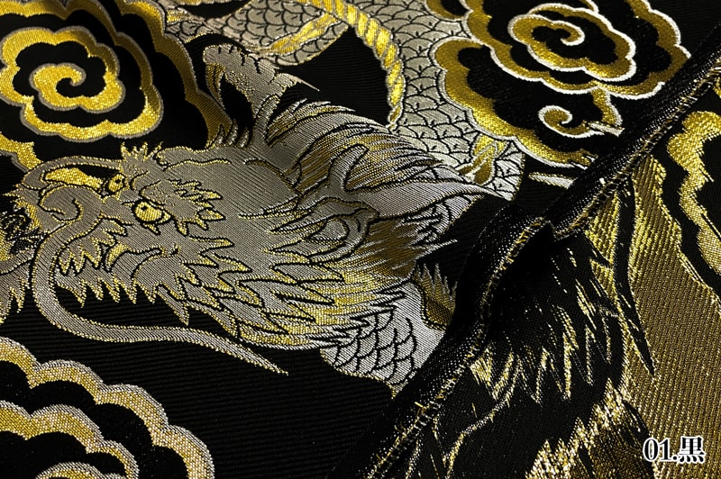 金襴織物 雲龍・大(黒)