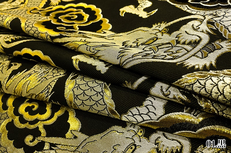 金襴織物 雲龍・大(黒)