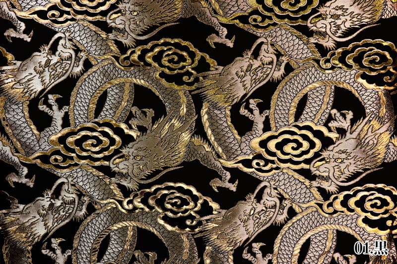 金襴織物 雲龍・大(黒)