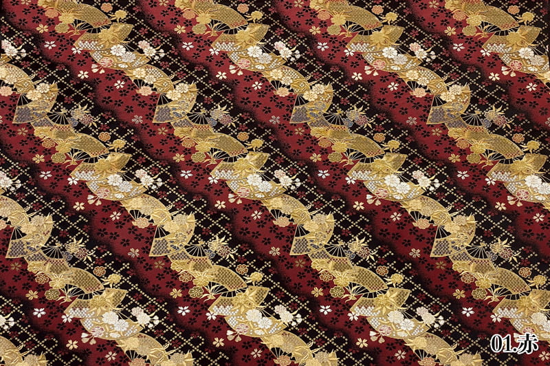 金襴生地 扇面に小桜（全3色）