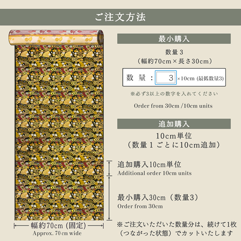 金襴織物 流水に扇 仕立て例