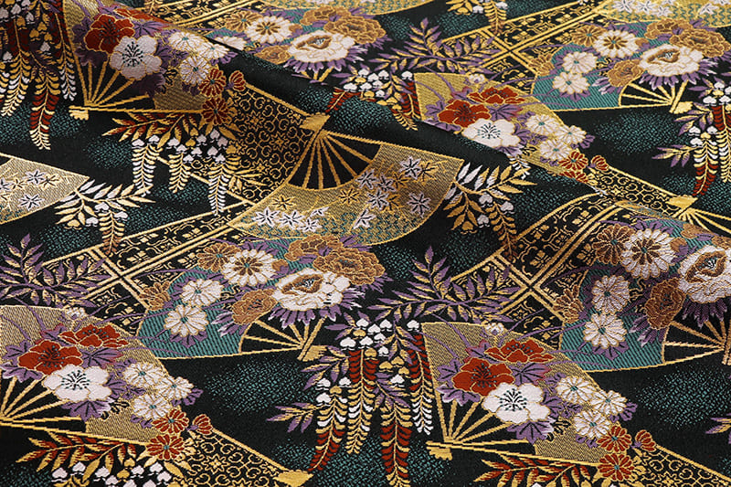 金襴生地 藤扇文 