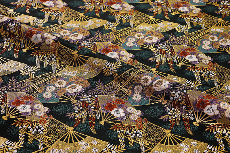 金襴生地 藤扇文