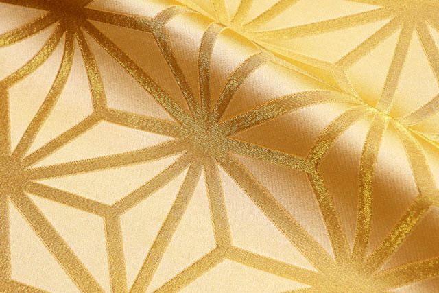 金襴織物  麻の葉（金）