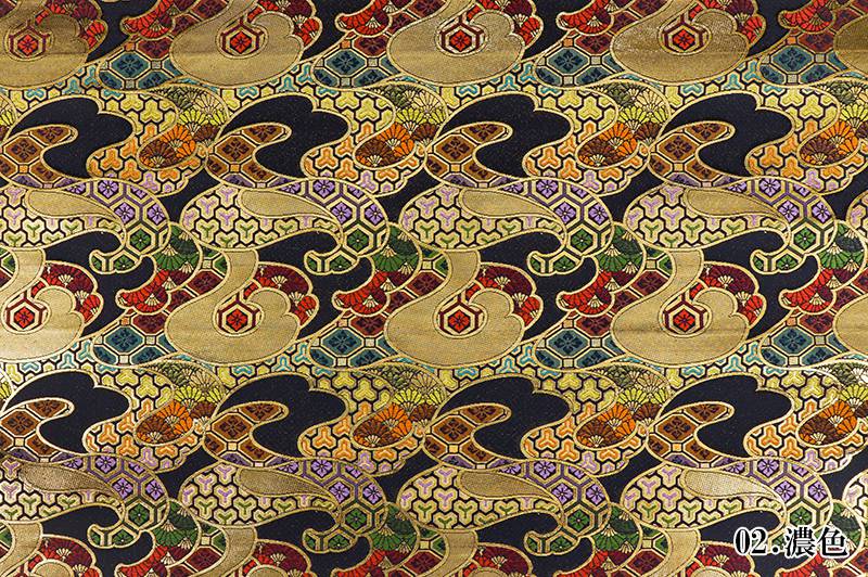 金襴織物 波割付文様