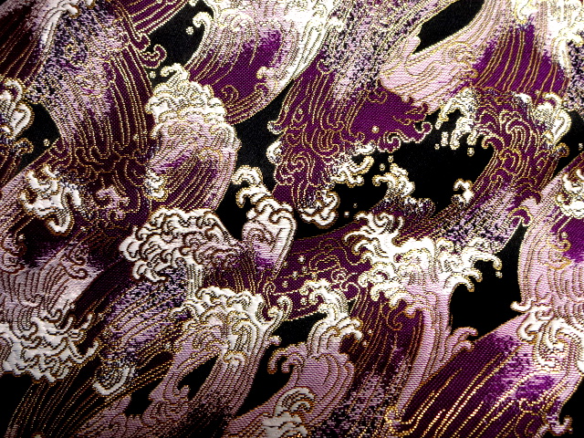 金襴織物 荒磯（紫）