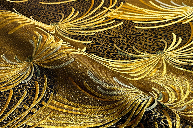 金襴織物 金糸乱菊