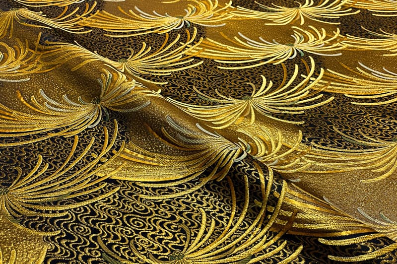 金襴織物 金糸乱菊