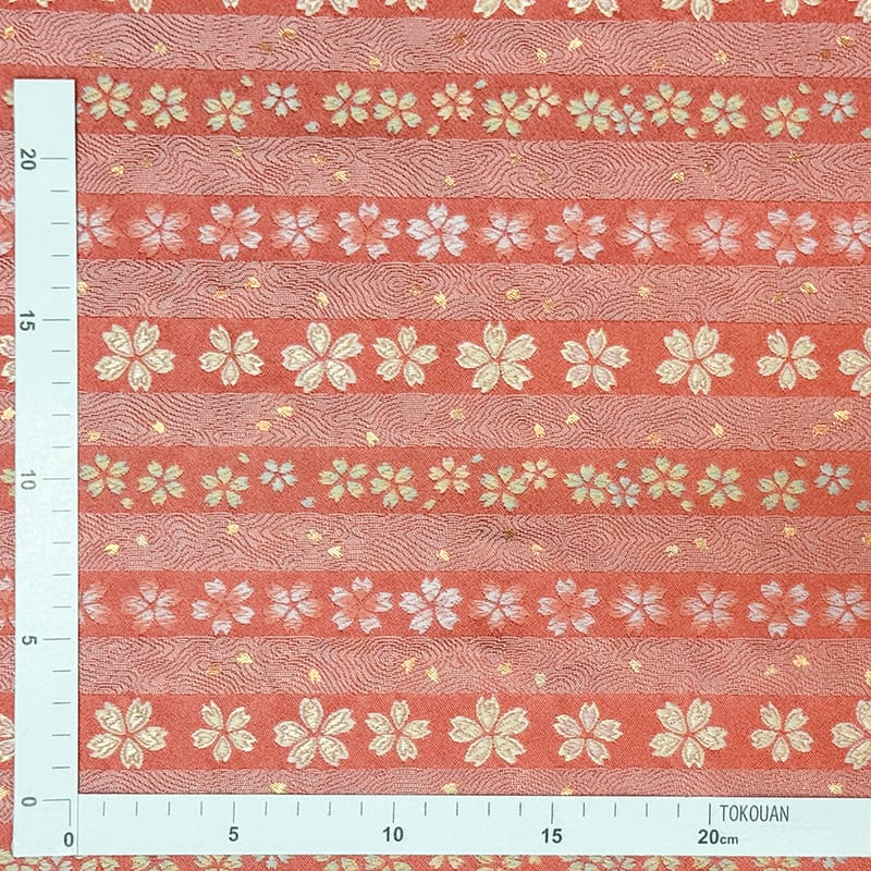 金襴織物 間道に桜散らし（桃） 定規