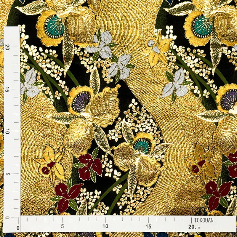 金襴織物 黄金流水文に花 定規