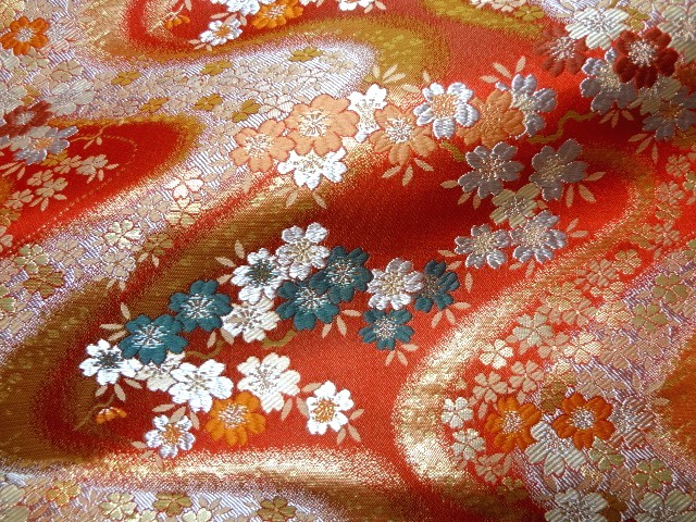 金襴織物 櫻川（赤）