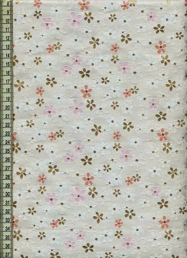 金襴織物  白地淡雪桜
