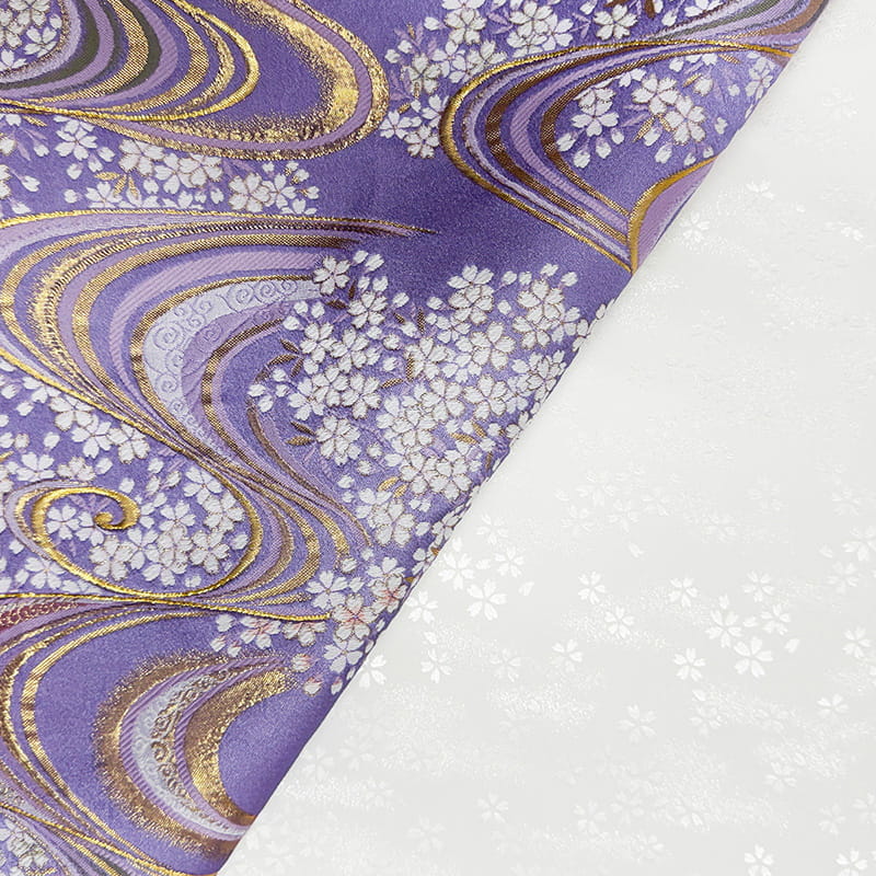 金襴織物 流水に桜 大（全5色）綸子合わせ