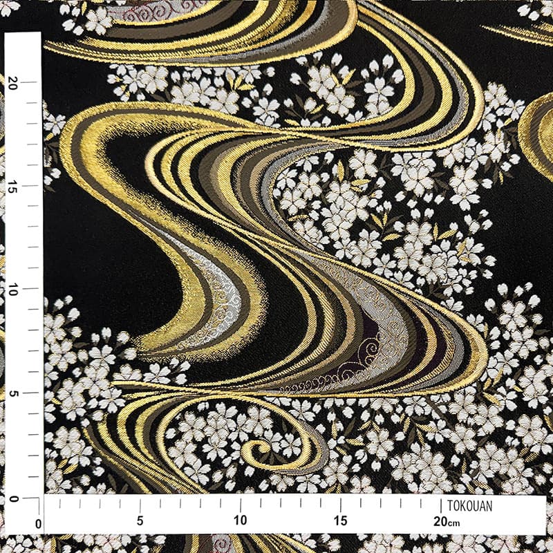 金襴織物 流水に桜 大（全5色）メジャー