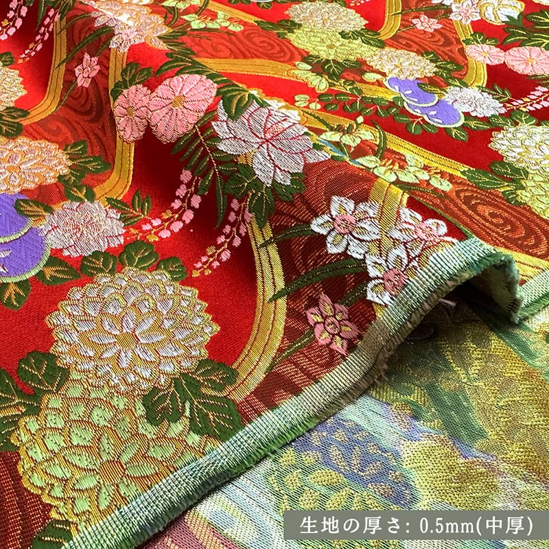 金襴織物 雅流水文（赤） 厚さ