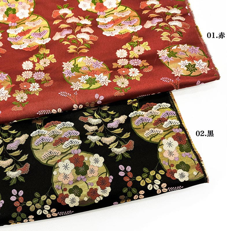 金襴織物 月花梅に秋草（全2色） カラーバリエーション