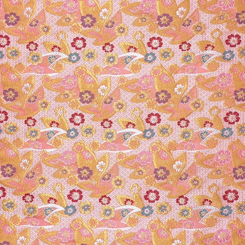 金襴織物 七宝地文に桜（全2色） 全体像