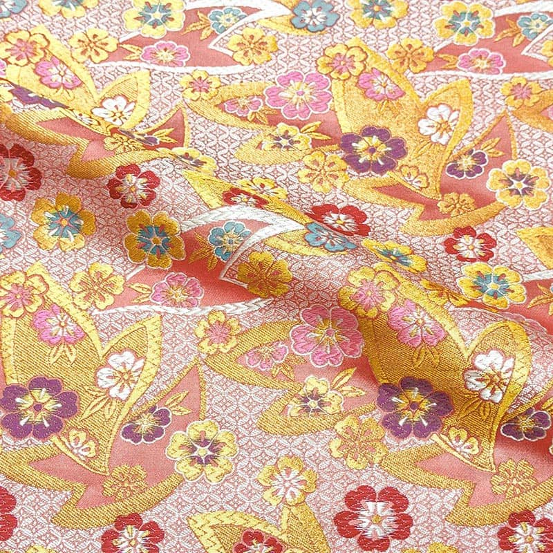 金襴織物 七宝地文に桜（全2色） 