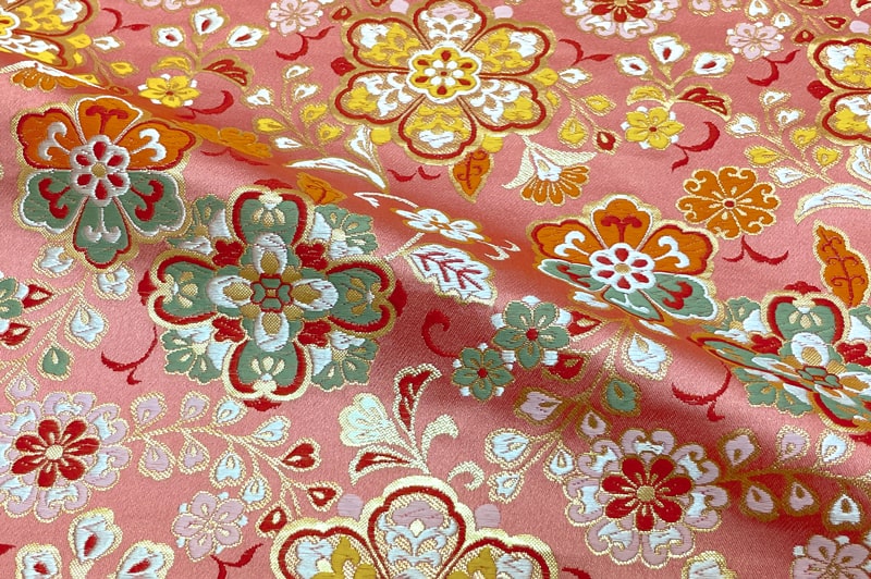 金襴織物 桃色華文