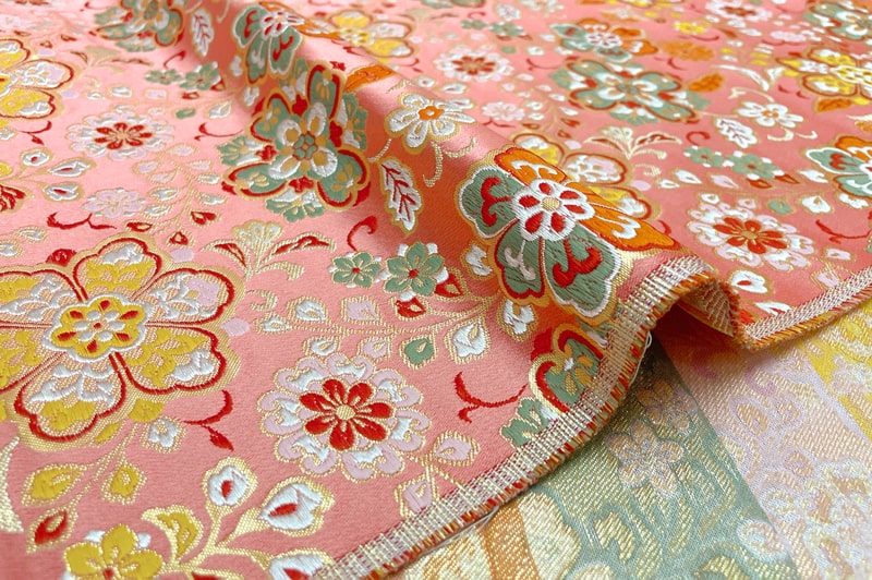 金襴織物 桃色華文