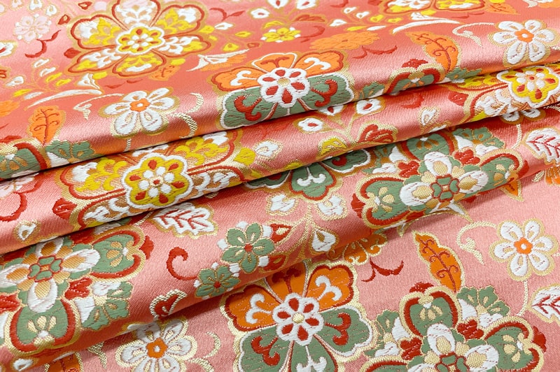 金襴織物 桃色華文