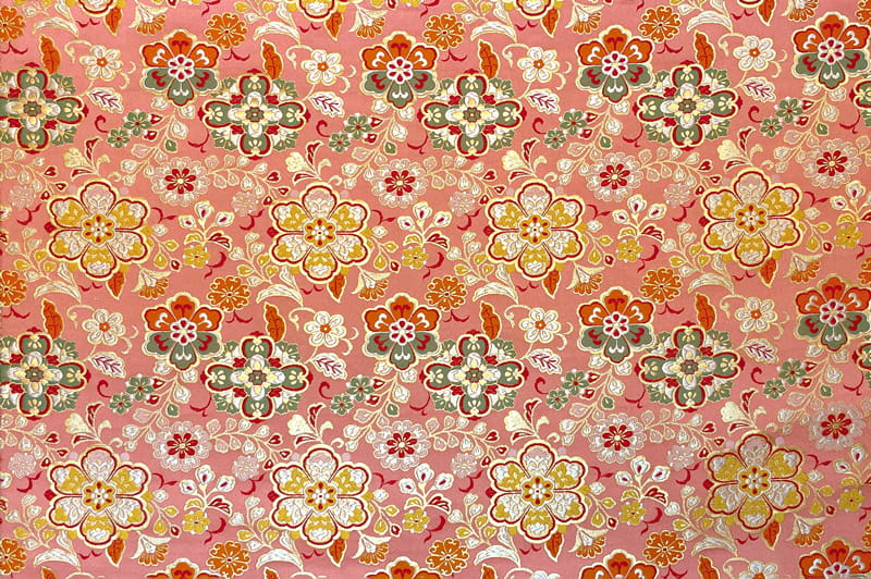 金襴織物 桃色華文