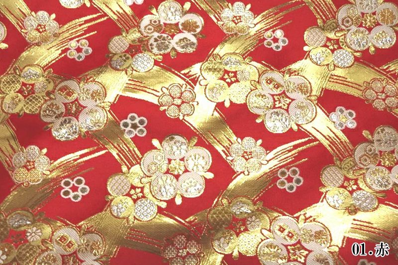 金襴織物 金地文に梅