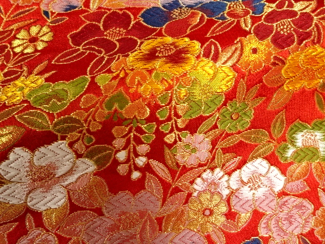 金襴織物 花椿（赤）