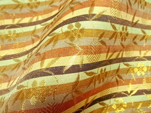 金襴織物 笹蔓文（桑染系）