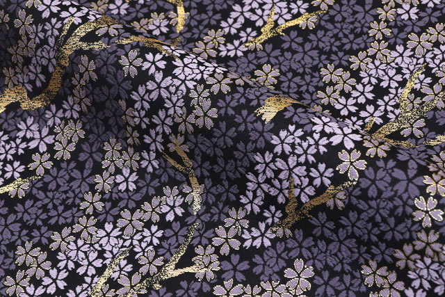 金襴織物 枝桜（紫）