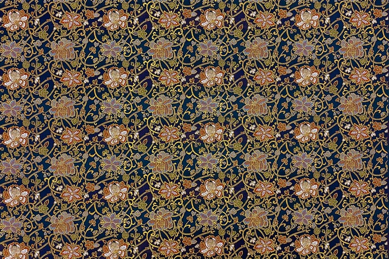 金襴織物 唐花文様(紺)