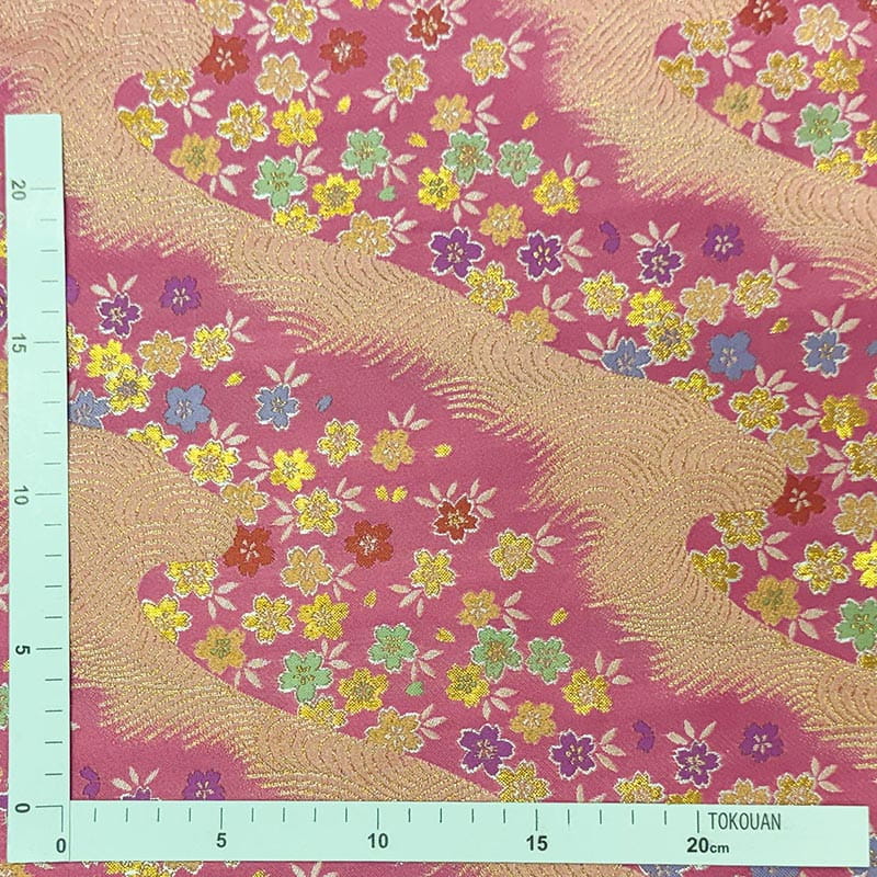 金襴織物 さざ波桜（紅梅色） 定規