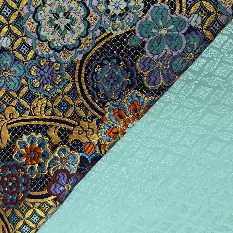 金襴織物 網目地華文(艶紺)裏地との組み合わせ例