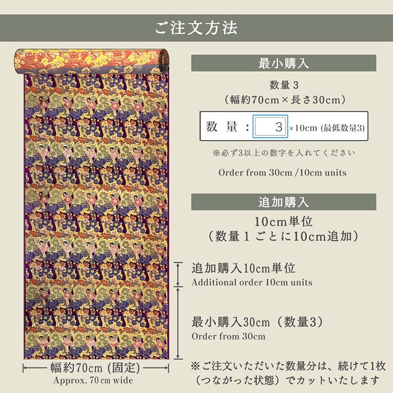 金襴織物 紫地金菱流し花文 仕立て例