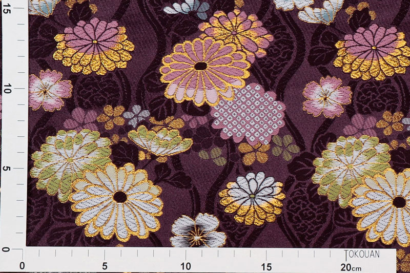 金襴織物 立涌地菊花（古代紫）