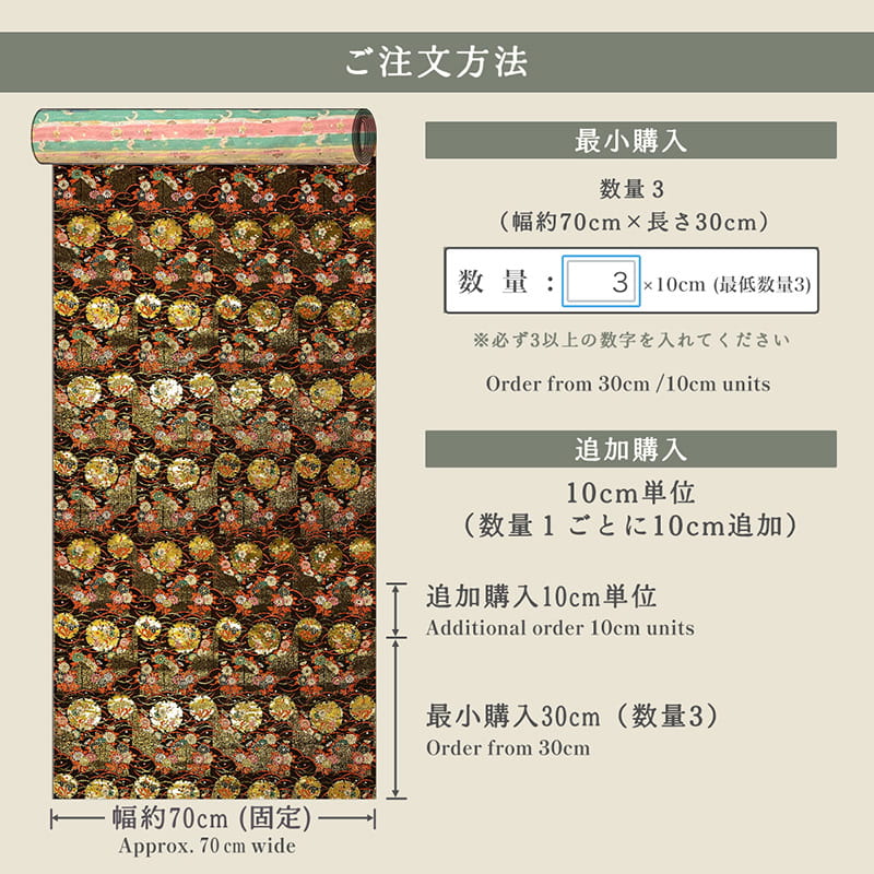 金襴織物 露芝雪輪華文 仕立て例