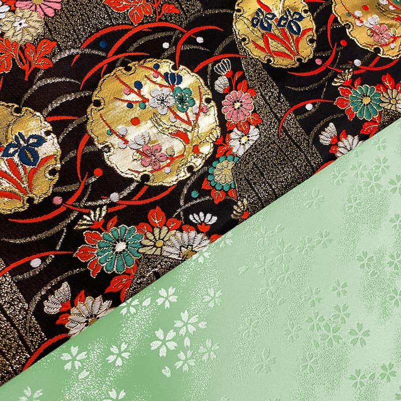 金襴織物 露芝雪輪華文 裏地との組み合わせ例