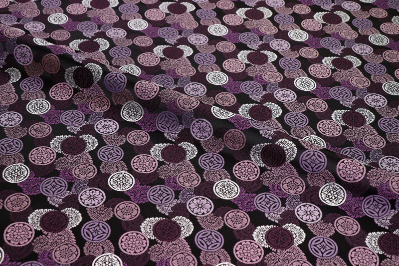 金襴織物 吉祥丸紋（黒・紫）