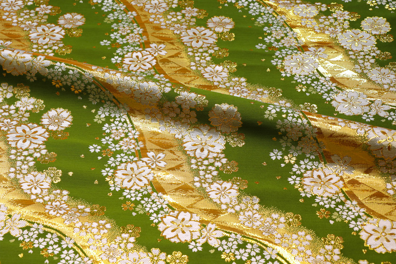 金襴織物 流光桜花 (蓬色)