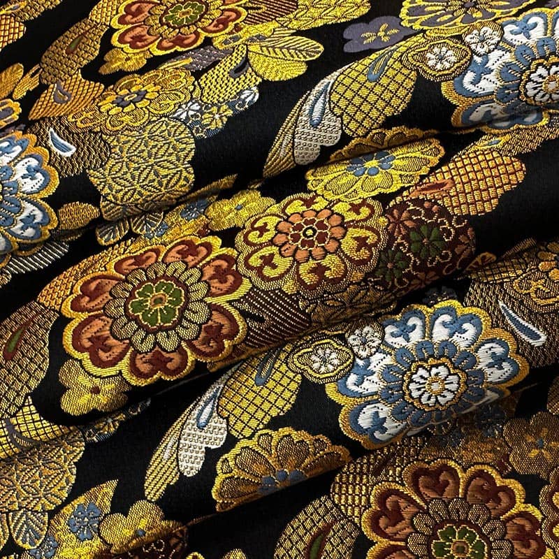 金襴織物 羽華文（黒） 