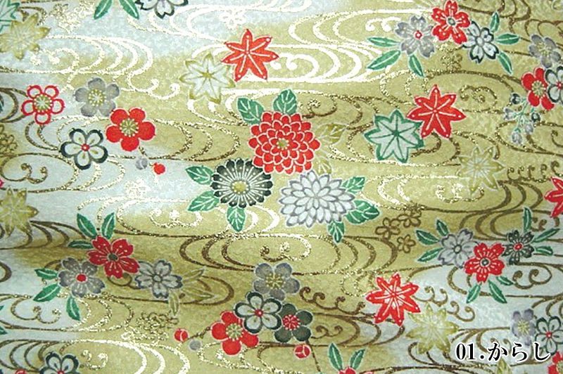 京・金彩友禅 観世水文に花