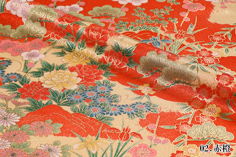 金彩友禅販売 四季草花柄の和柄生地通販なら都香庵