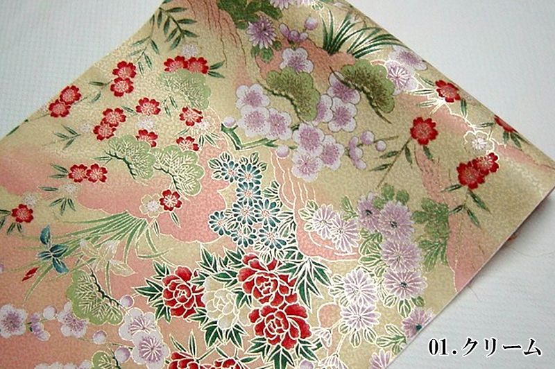 金彩友禅販売 四季草花柄の和柄生地通販なら都香庵