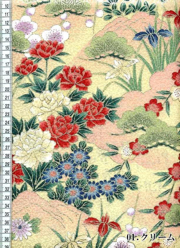 金彩友禅販売 四季草花柄の和柄生地通販なら都香庵