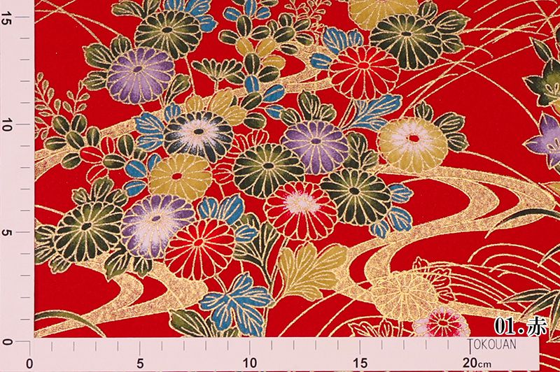 金彩友禅販売 流水に花柄の和柄生地通販なら都香庵