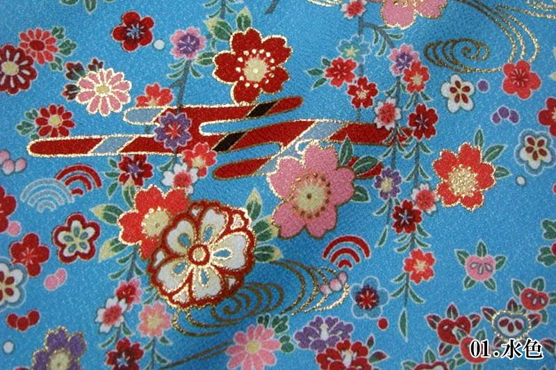 京・金彩友禅 エ霞水紋に花