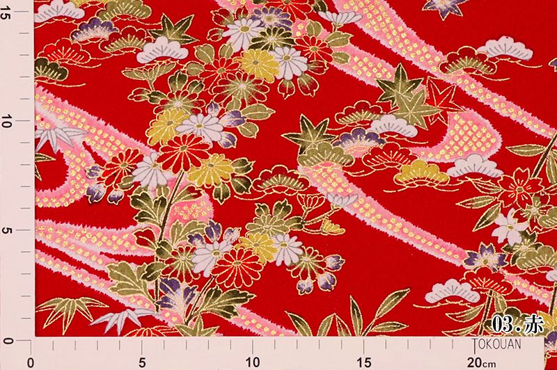 京・金彩友禅 鹿の子流水 草花文