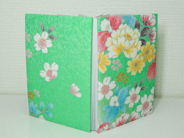 御朱印帳 金彩友禅 牡丹に蘭(若緑)(五)