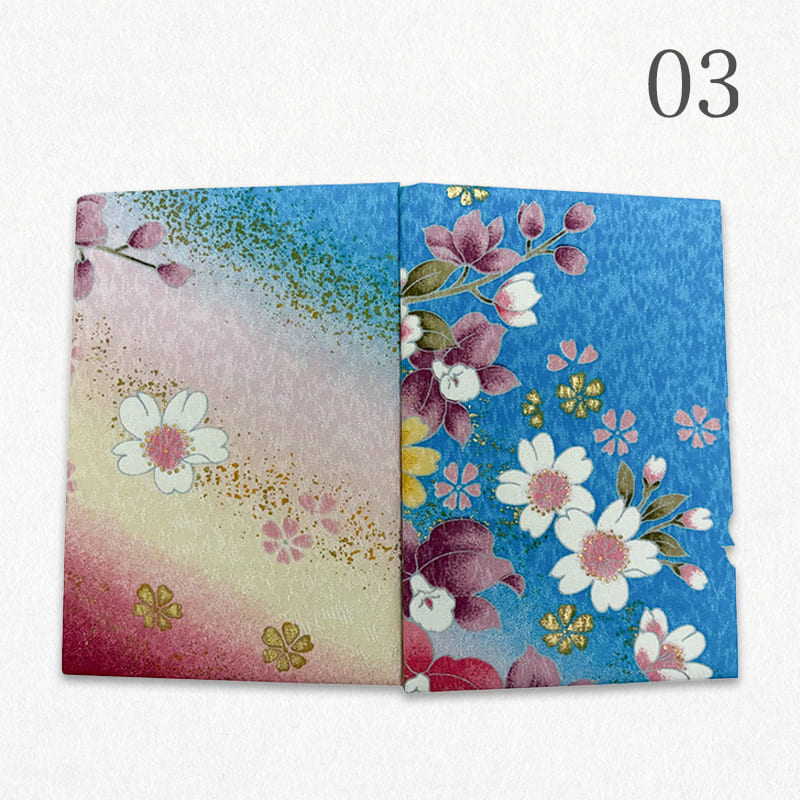 御朱印帳 金彩友禅 牡丹に蘭 (水色)